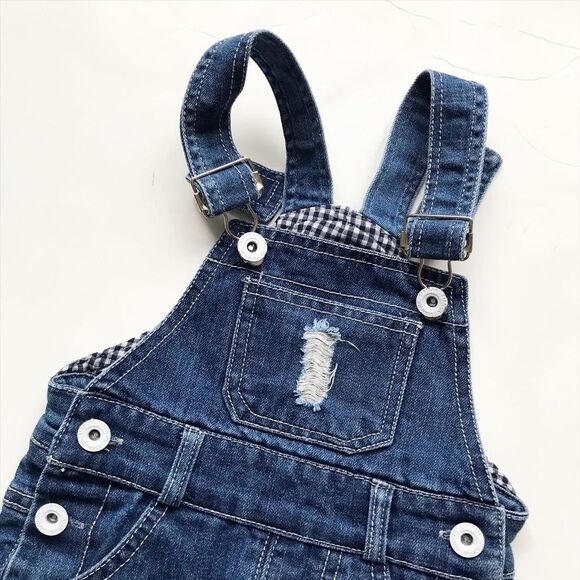 Blue distressed denim overalls EUC 2T - Picture 2 of 5